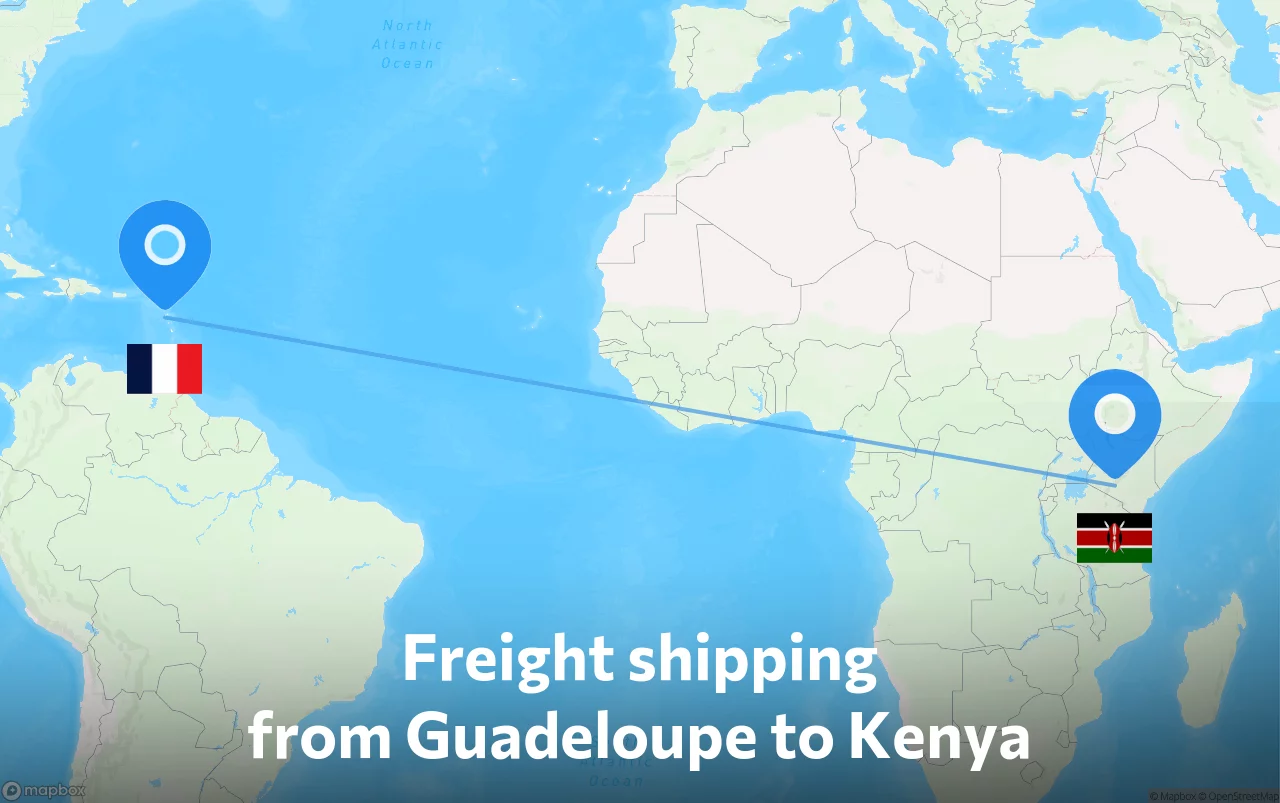 Shipping route from Guadeloupe to Kenya