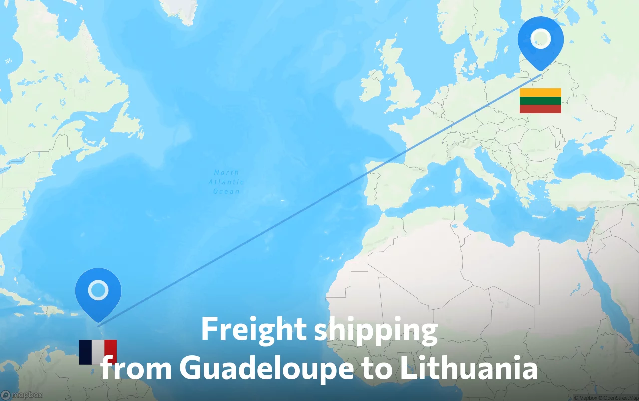 Shipping route from Guadeloupe to Lithuania