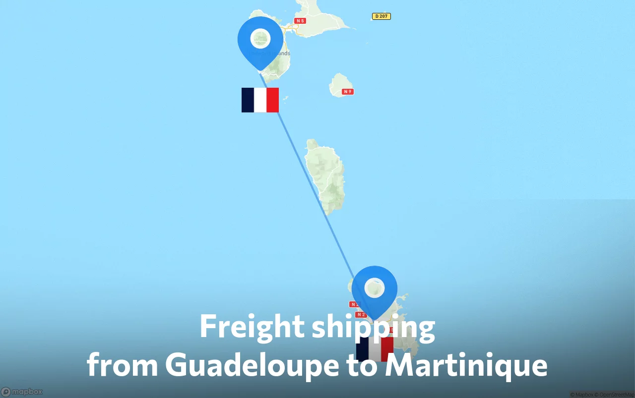 Shipping route from Guadeloupe to Martinique