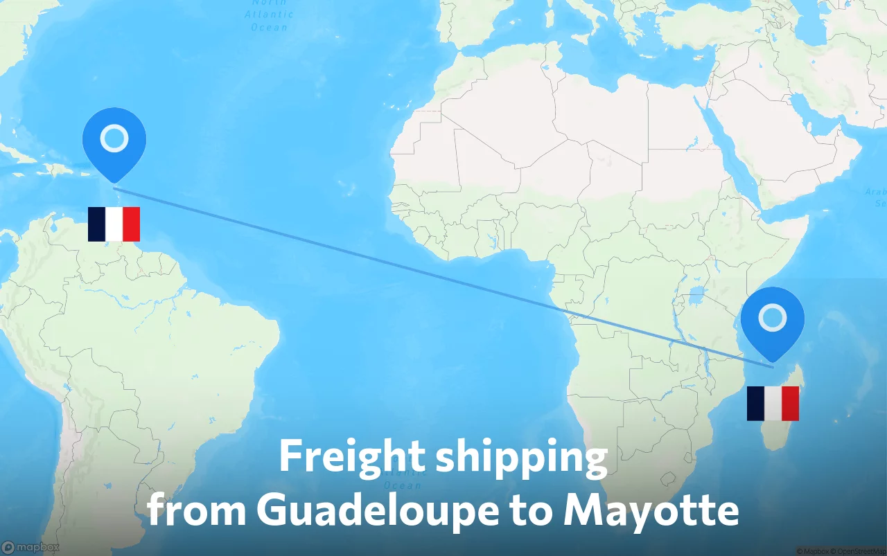 Shipping route from Guadeloupe to Mayotte