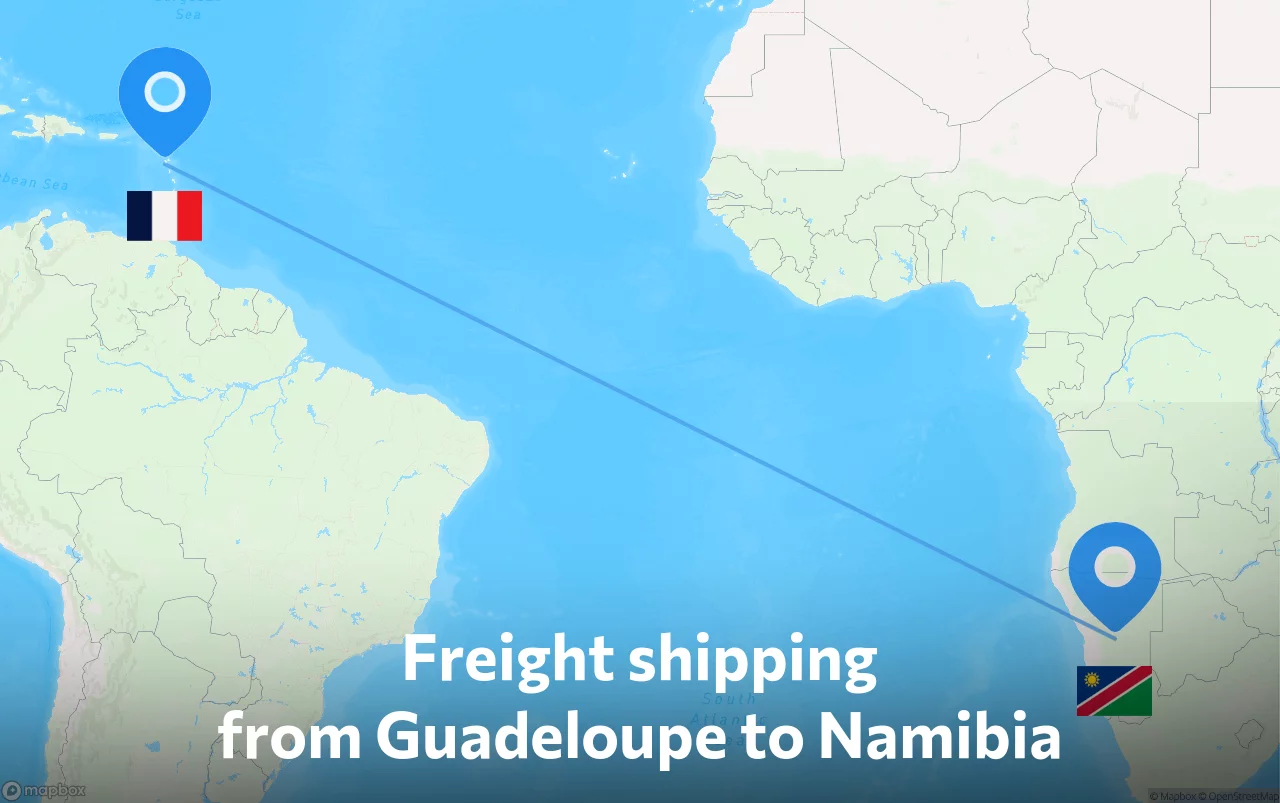 Shipping route from Guadeloupe to Namibia