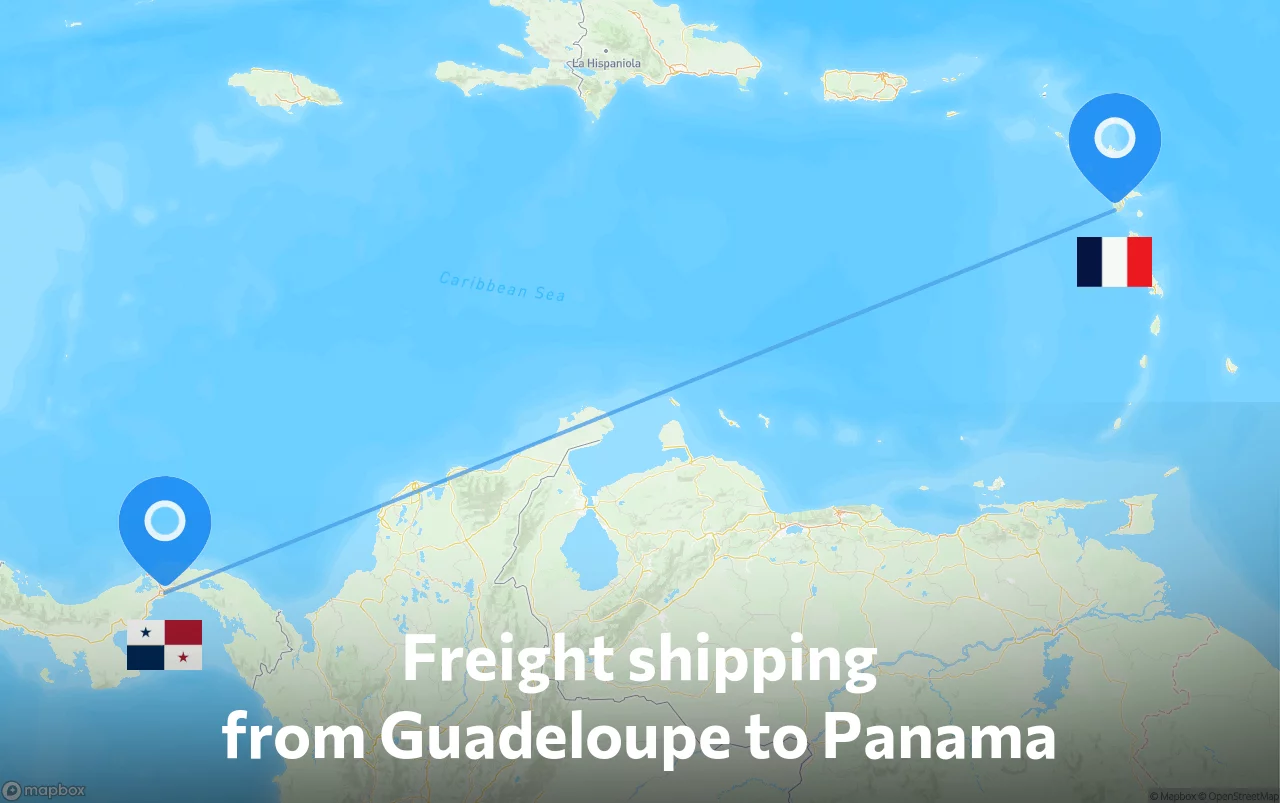 Shipping route from Guadeloupe to Panama