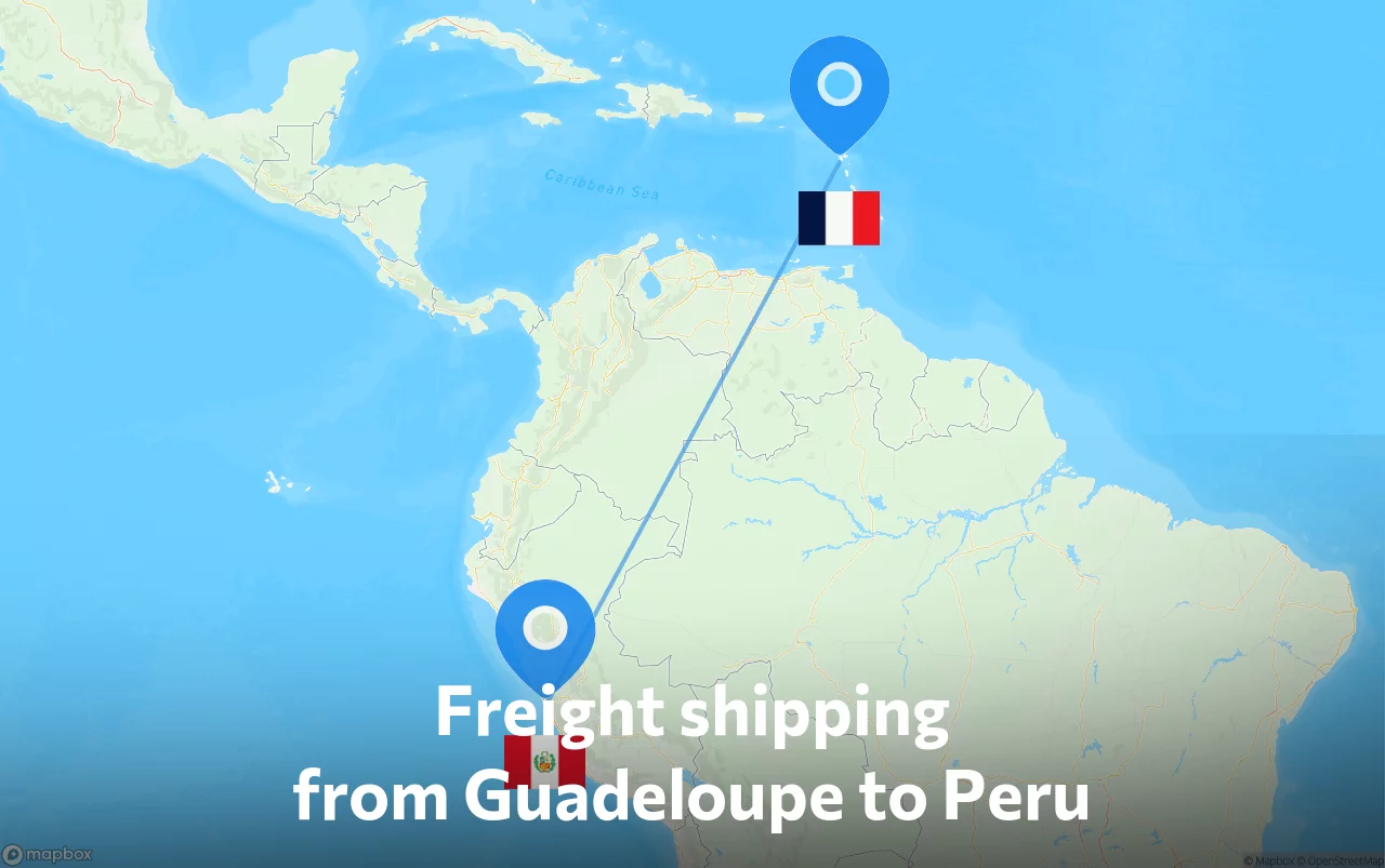 Shipping route from Guadeloupe to Peru