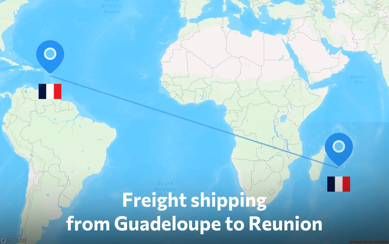 Shipping route from Guadeloupe to Reunion