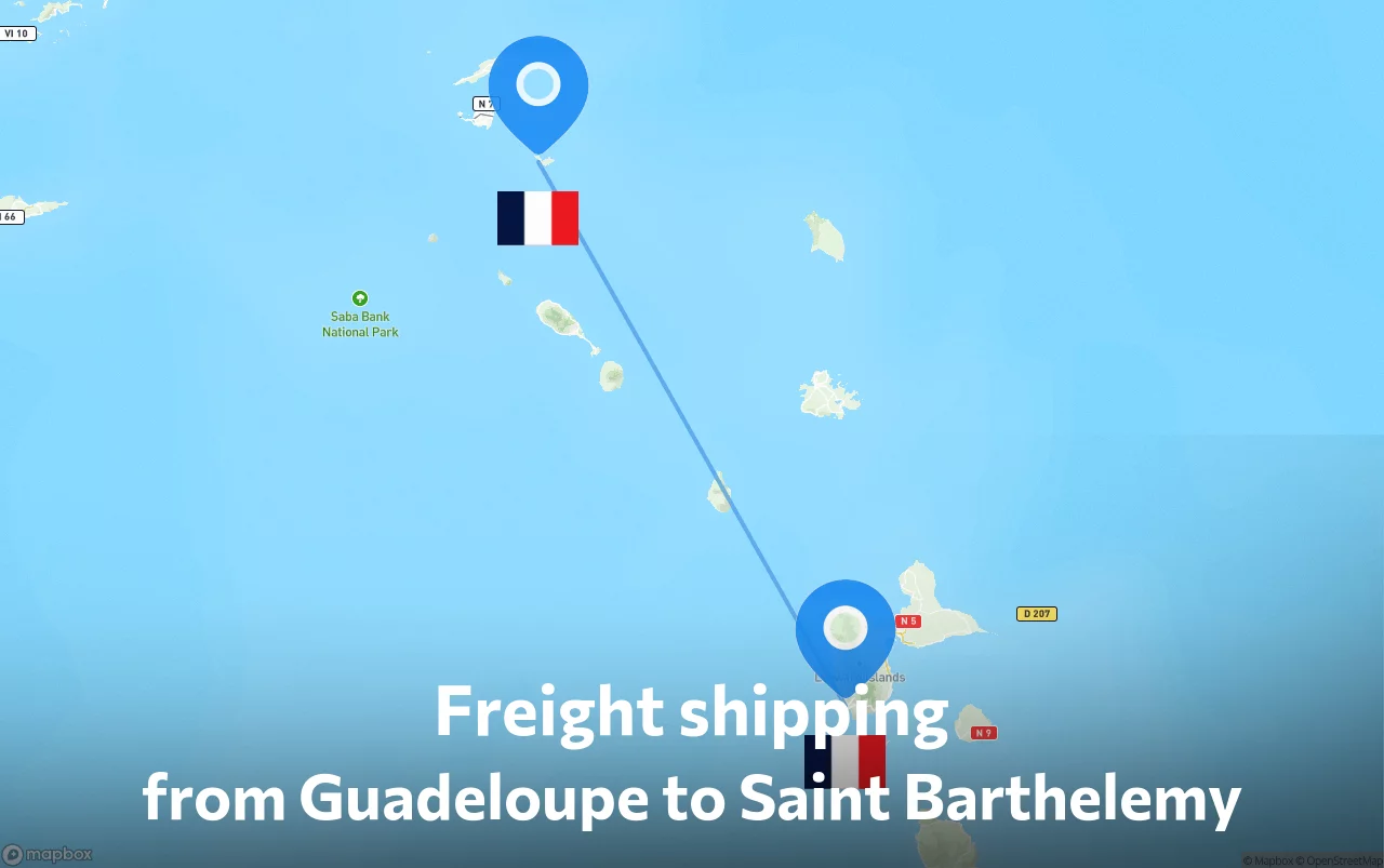 Shipping route from Guadeloupe to Saint Barthelemy