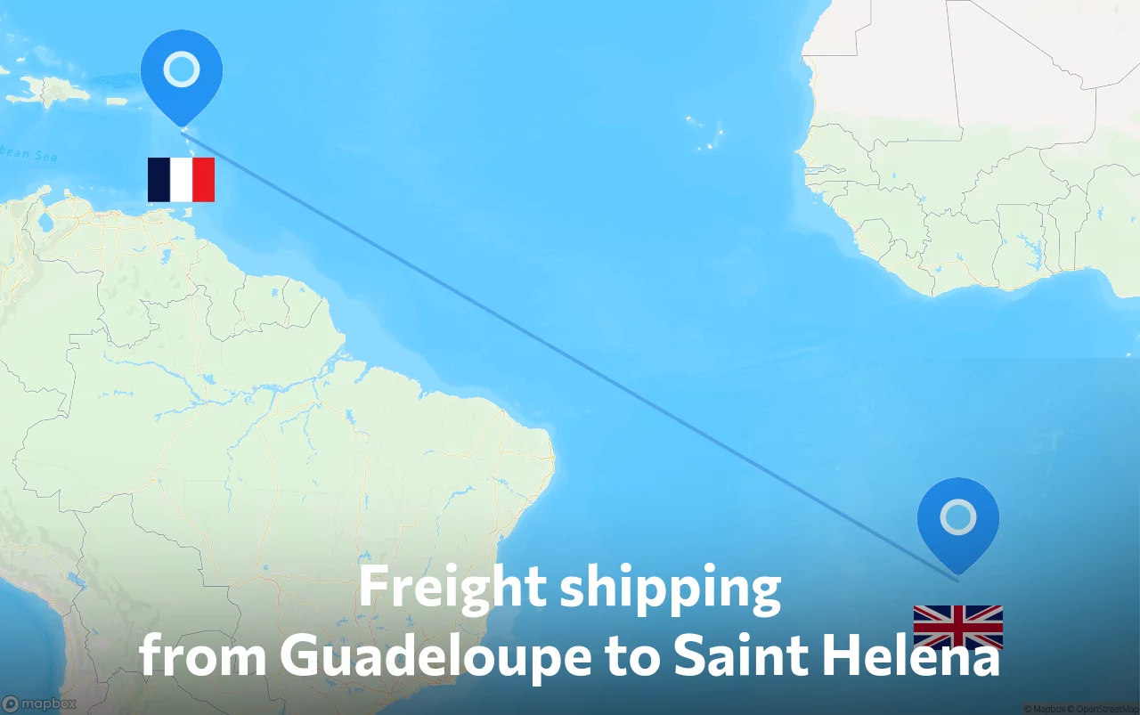 Shipping route from Guadeloupe to Saint Helena