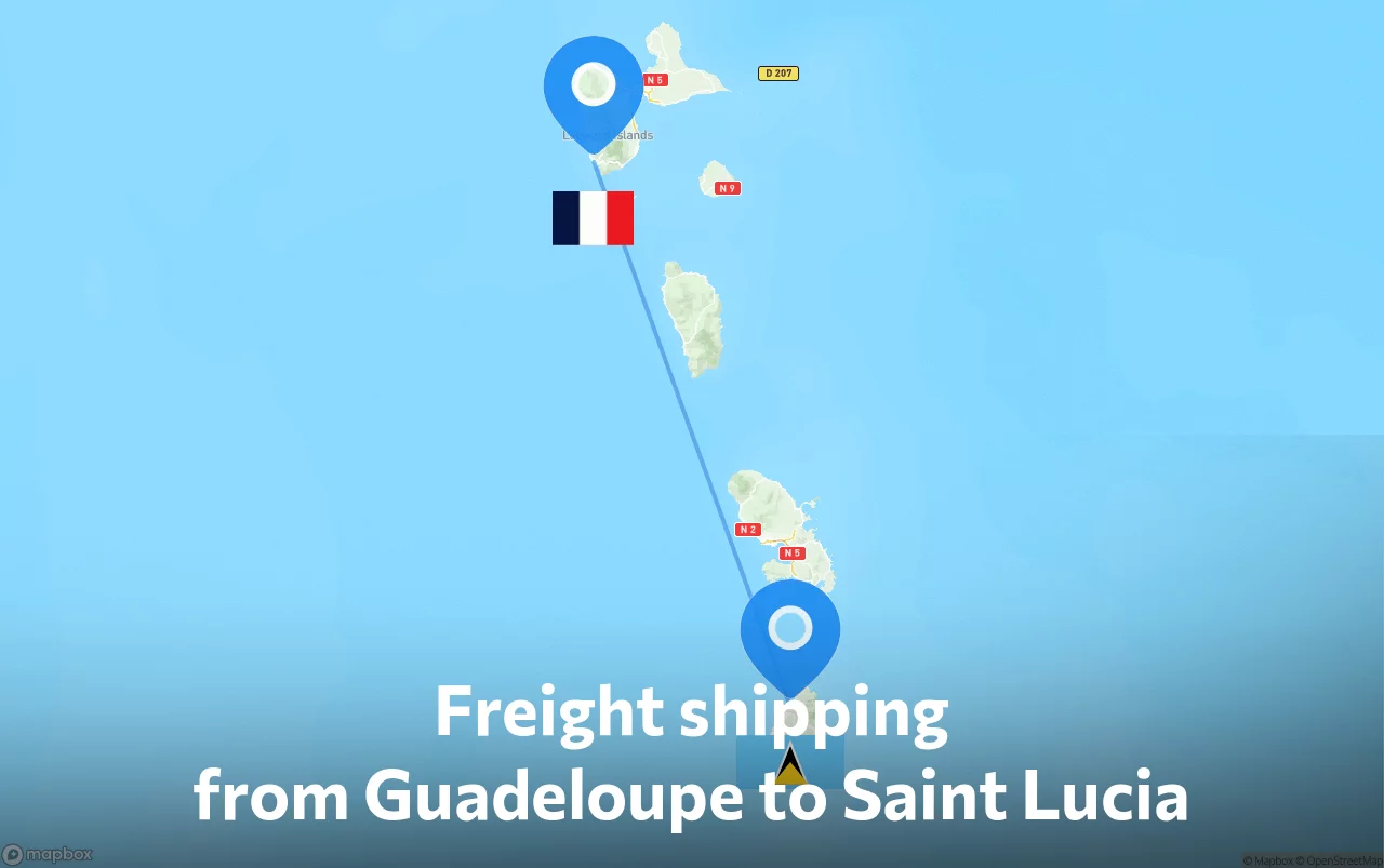Shipping route from Guadeloupe to Saint Lucia