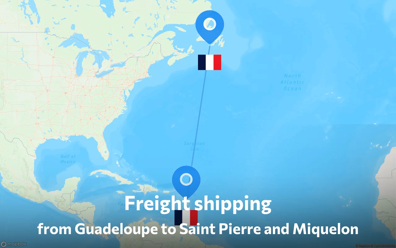 Shipping route from Guadeloupe to Saint Pierre and Miquelon