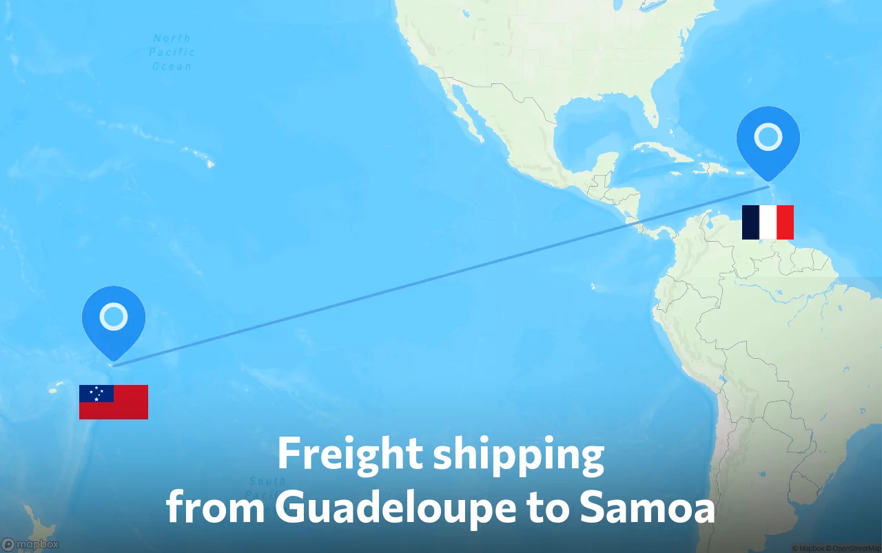 Shipping route from Guadeloupe to Samoa