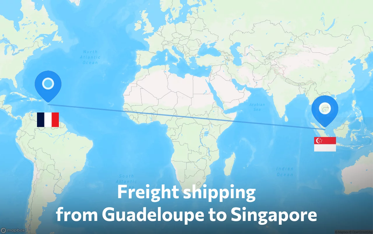 Shipping route from Guadeloupe to Singapore