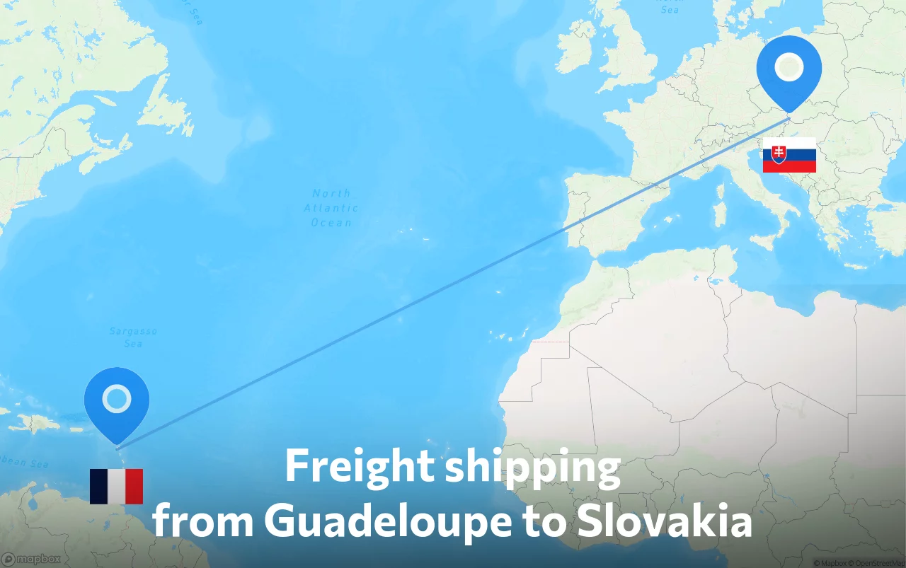 Shipping route from Guadeloupe to Slovakia