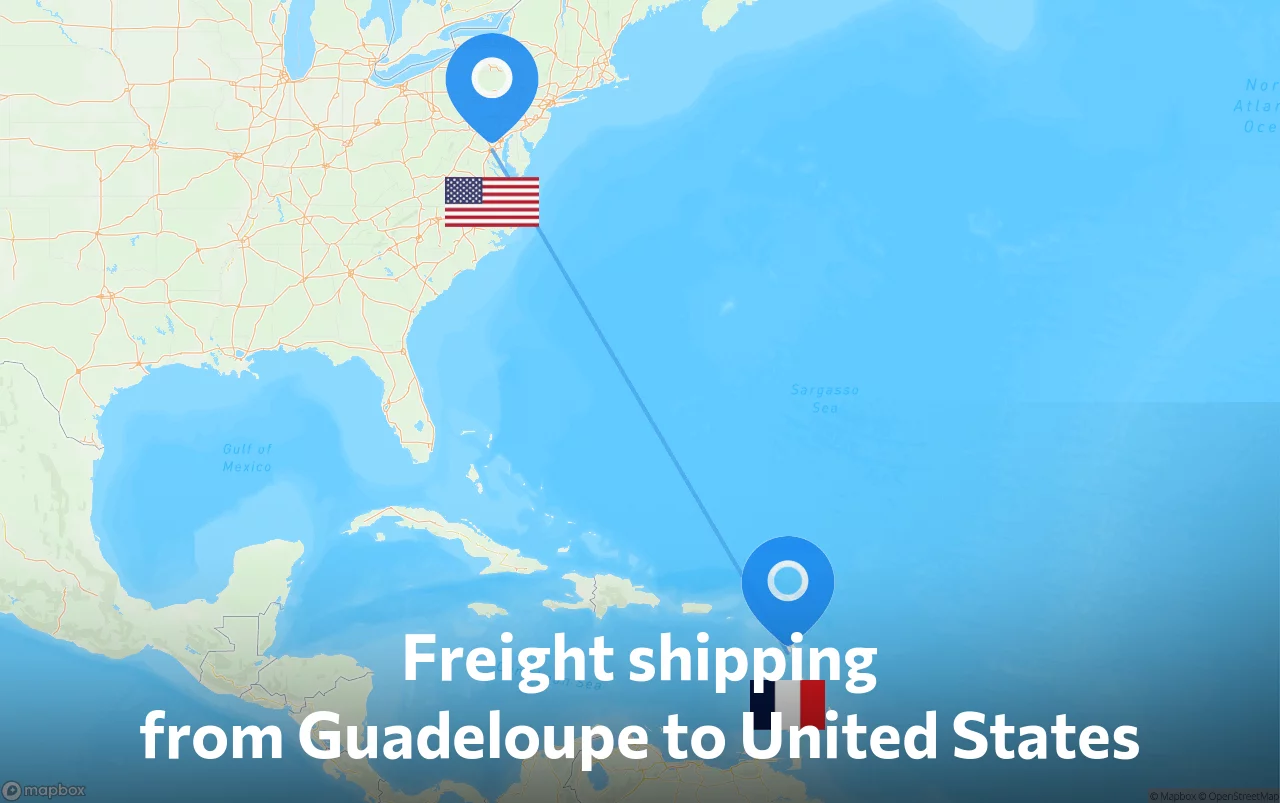 Shipping route from Guadeloupe to United States