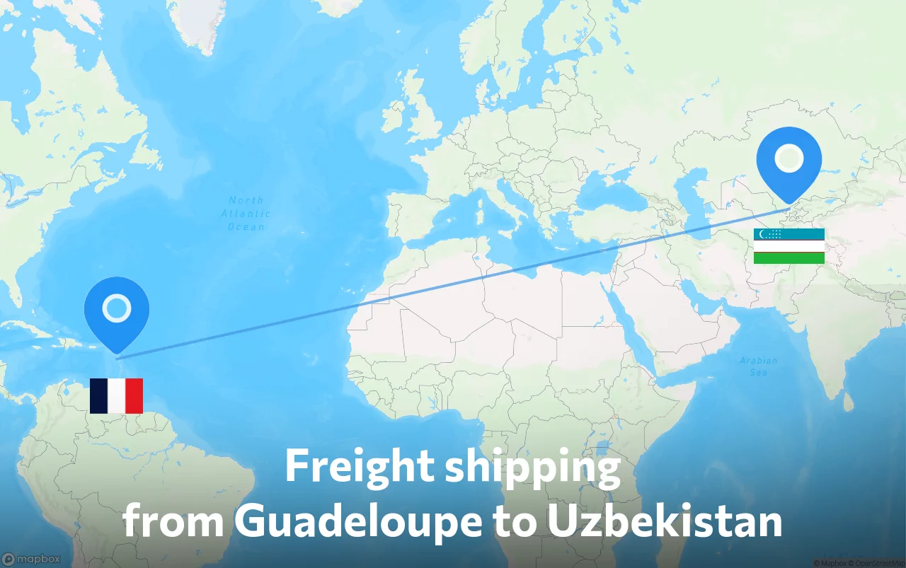 Shipping route from Guadeloupe to Uzbekistan