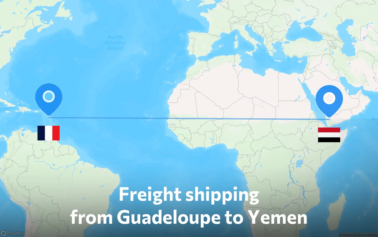 Shipping route from Guadeloupe to Yemen