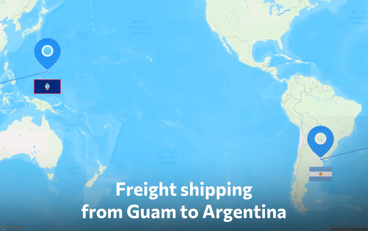 Shipping route from Guam to Argentina