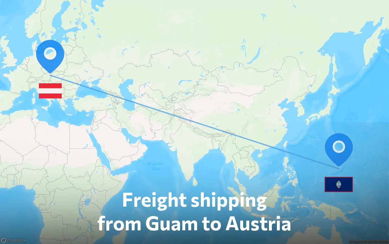 Shipping route from Guam to Austria