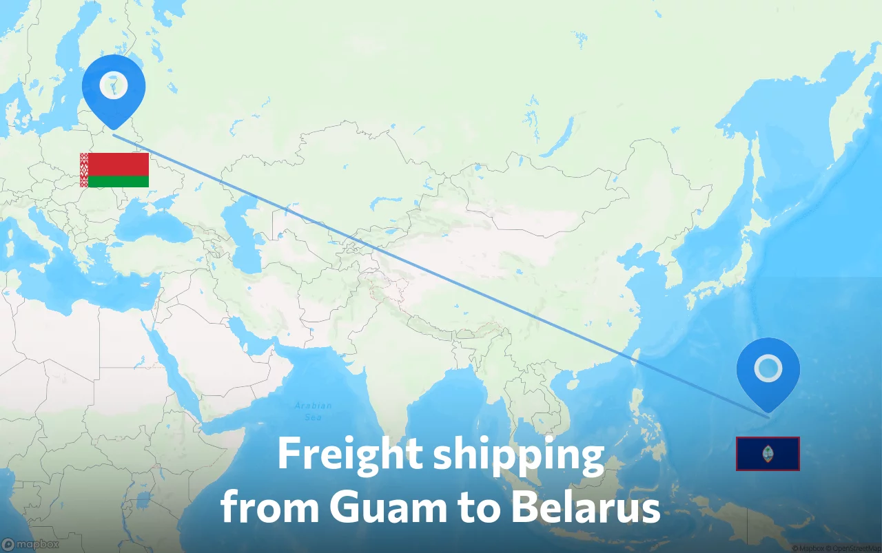 Shipping route from Guam to Belarus
