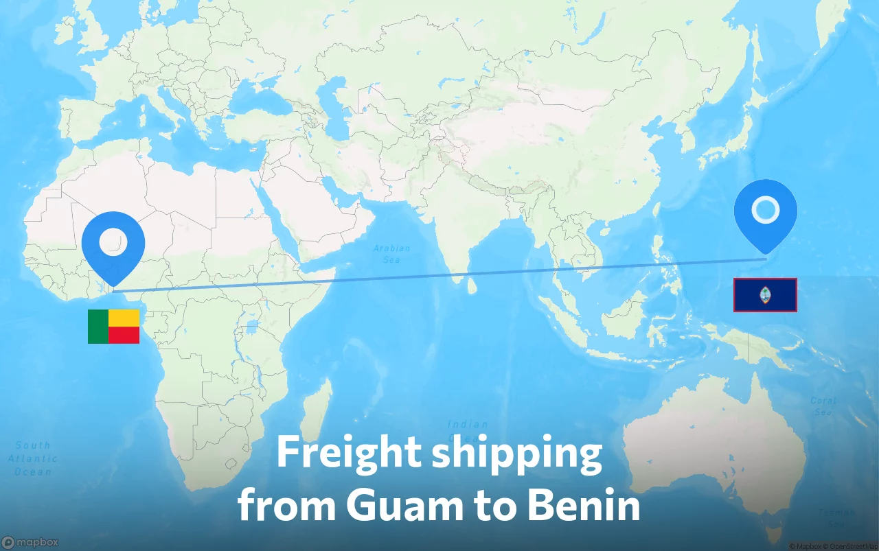 Shipping route from Guam to Benin