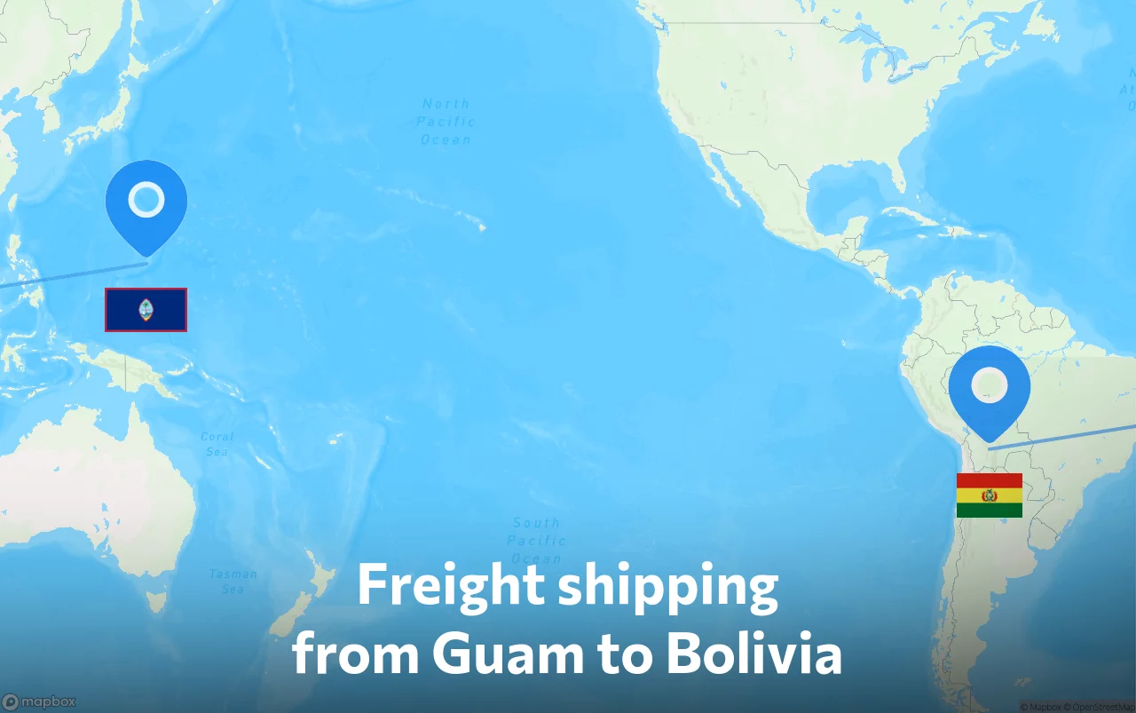 Shipping route from Guam to Bolivia