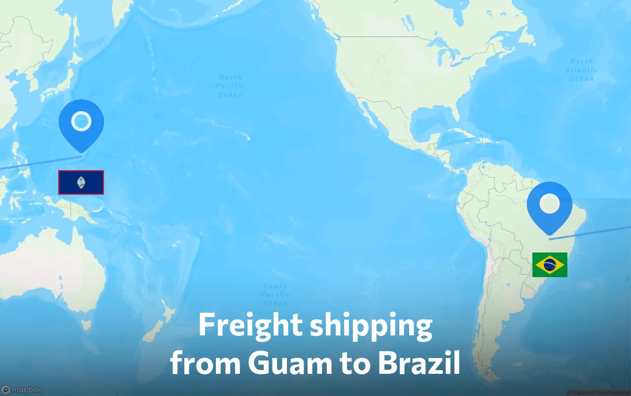 Shipping route from Guam to Brazil