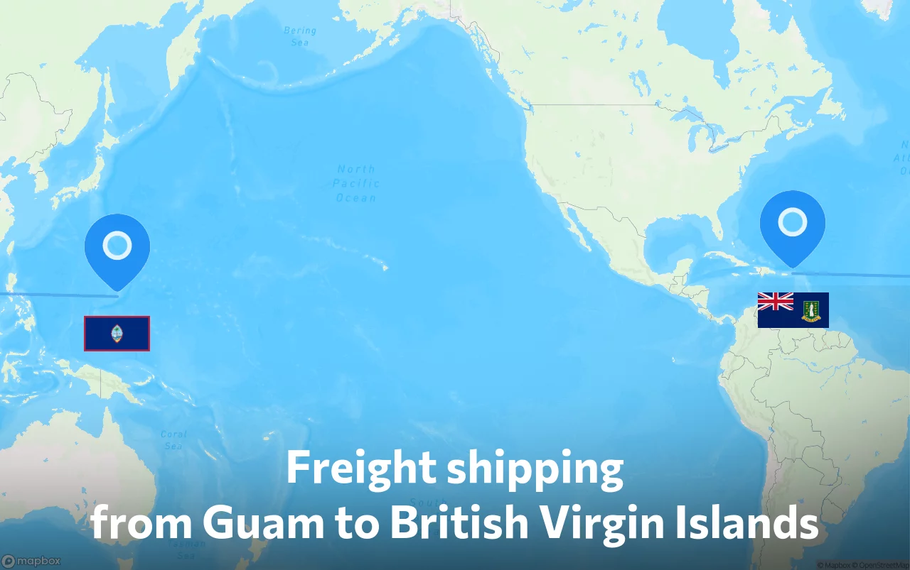 Shipping route from Guam to British Virgin Islands