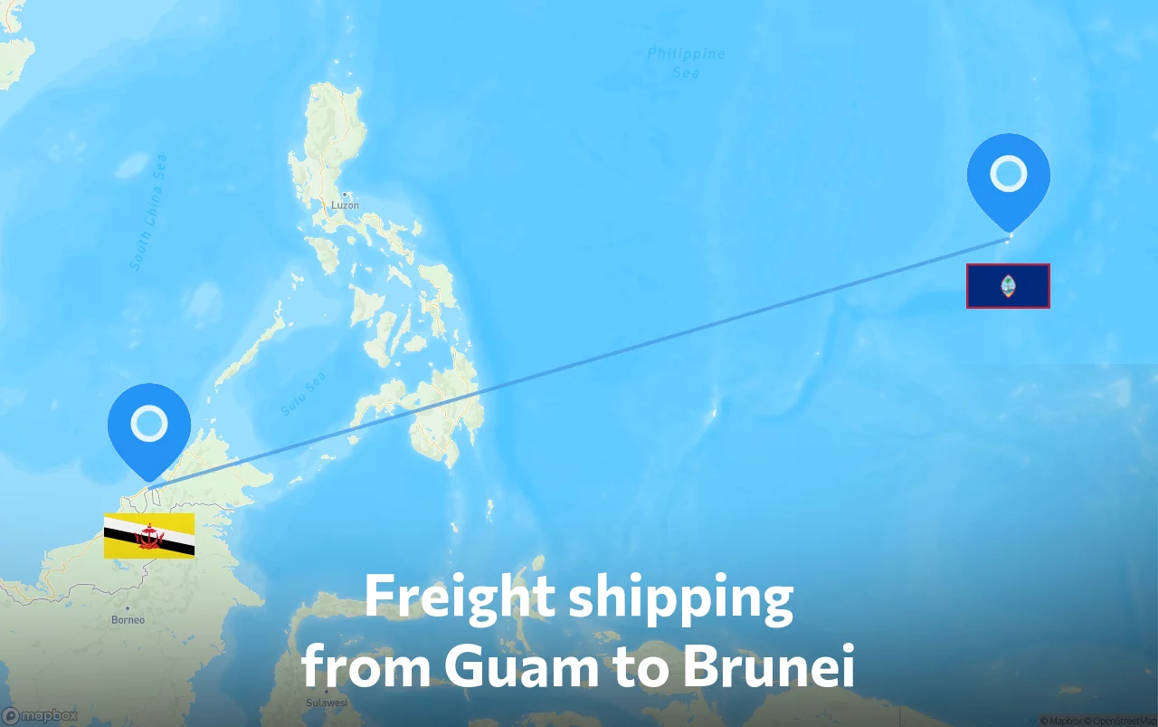Shipping route from Guam to Brunei