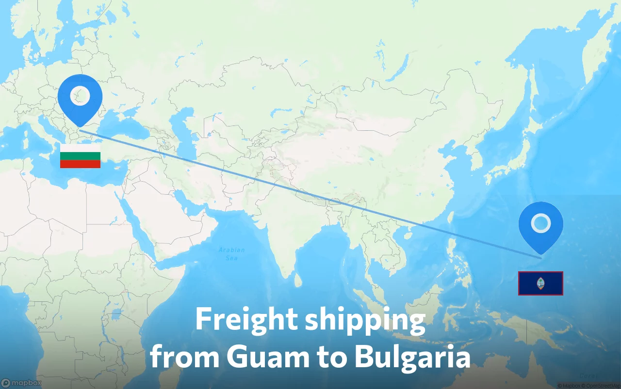 Shipping route from Guam to Bulgaria