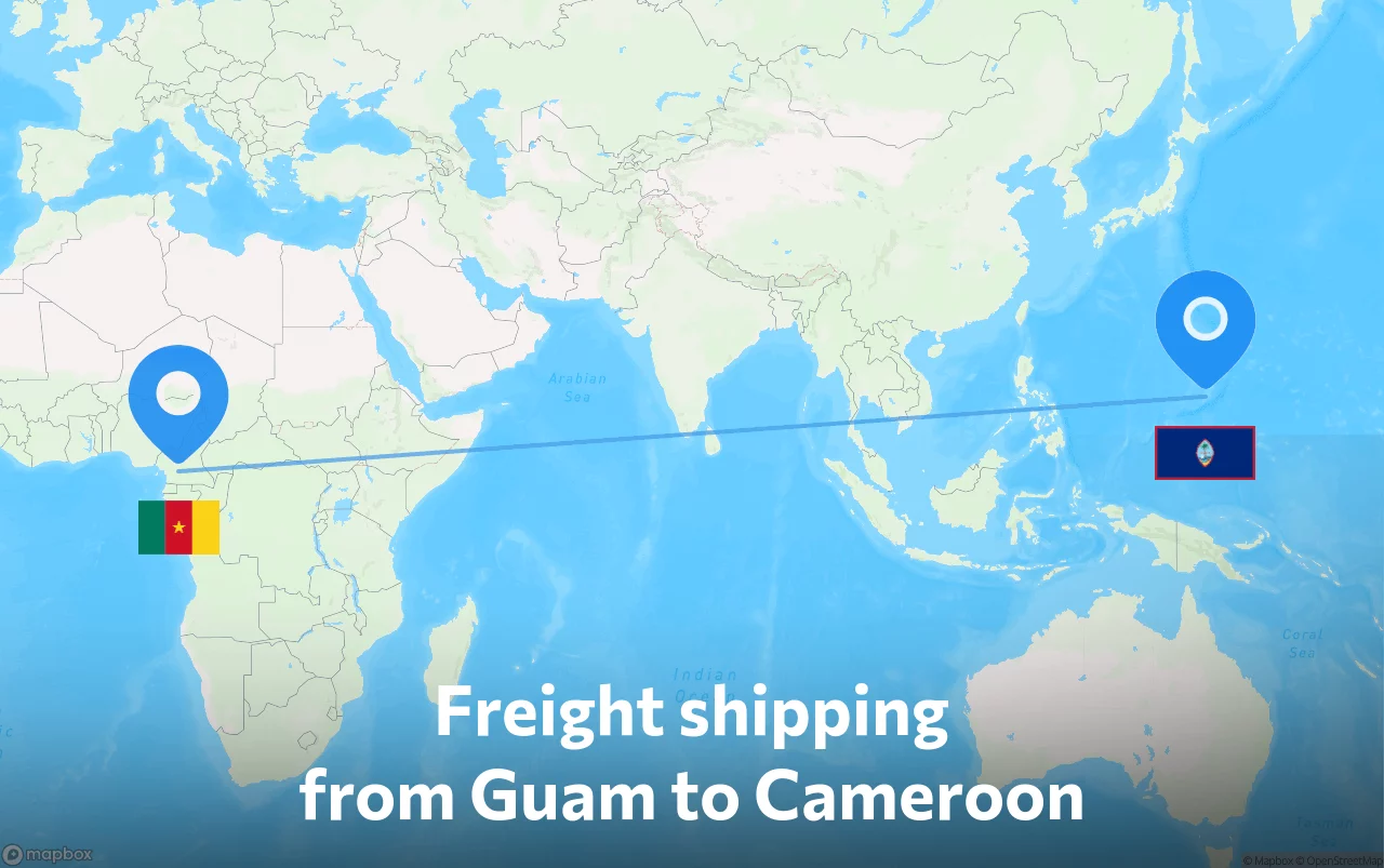 Shipping route from Guam to Cameroon