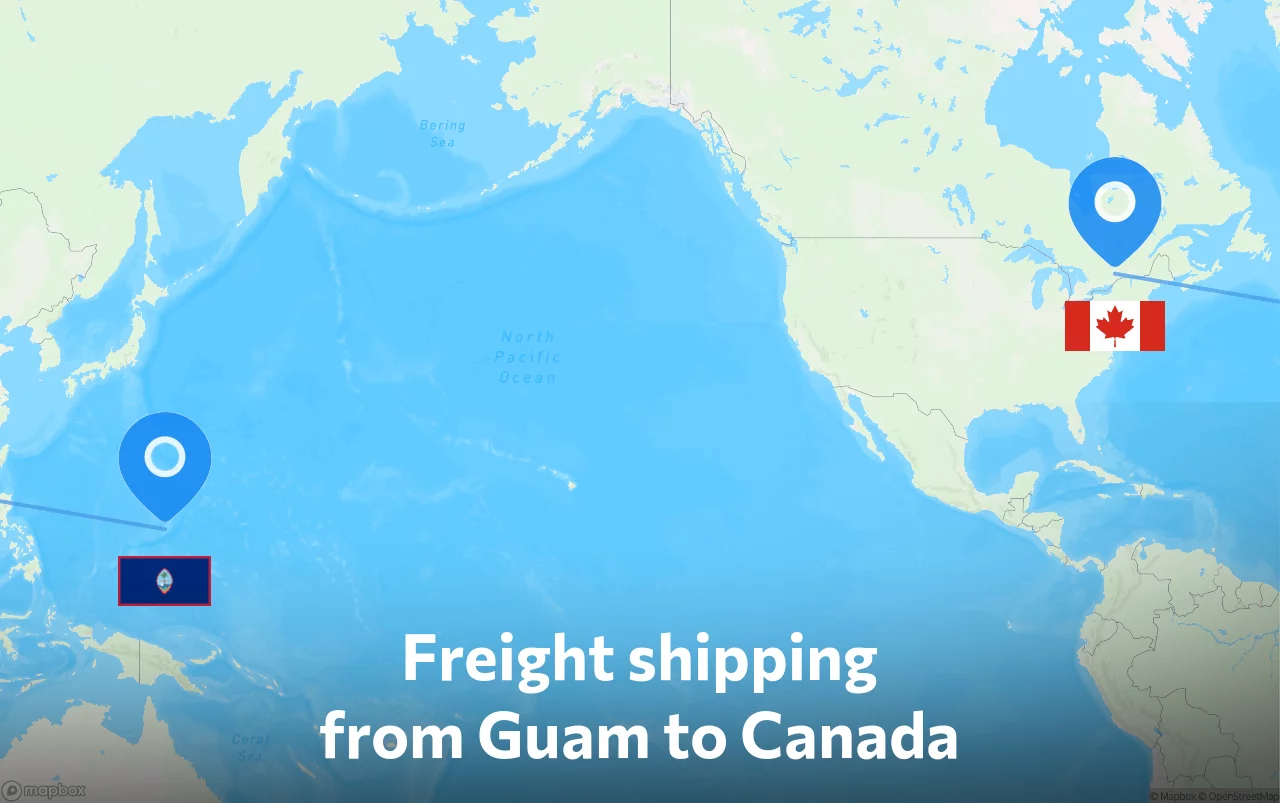 Shipping route from Guam to Canada