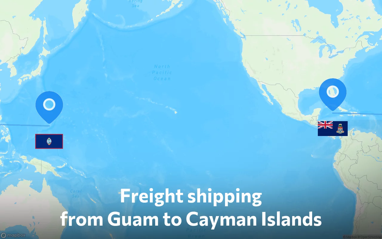 Shipping route from Guam to Cayman Islands