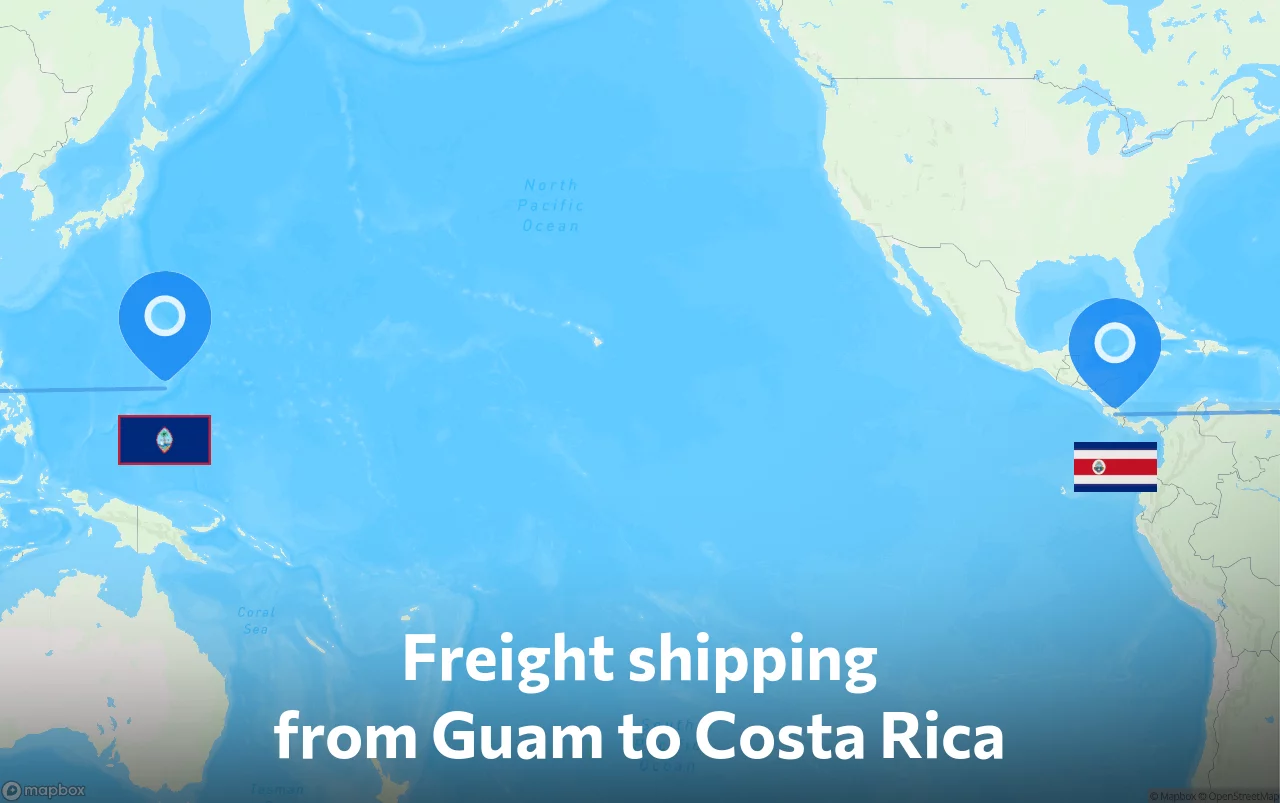 Shipping route from Guam to Costa Rica