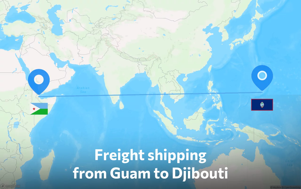 Shipping route from Guam to Djibouti