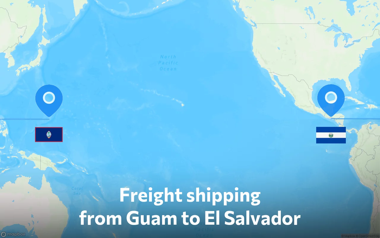 Shipping route from Guam to El Salvador