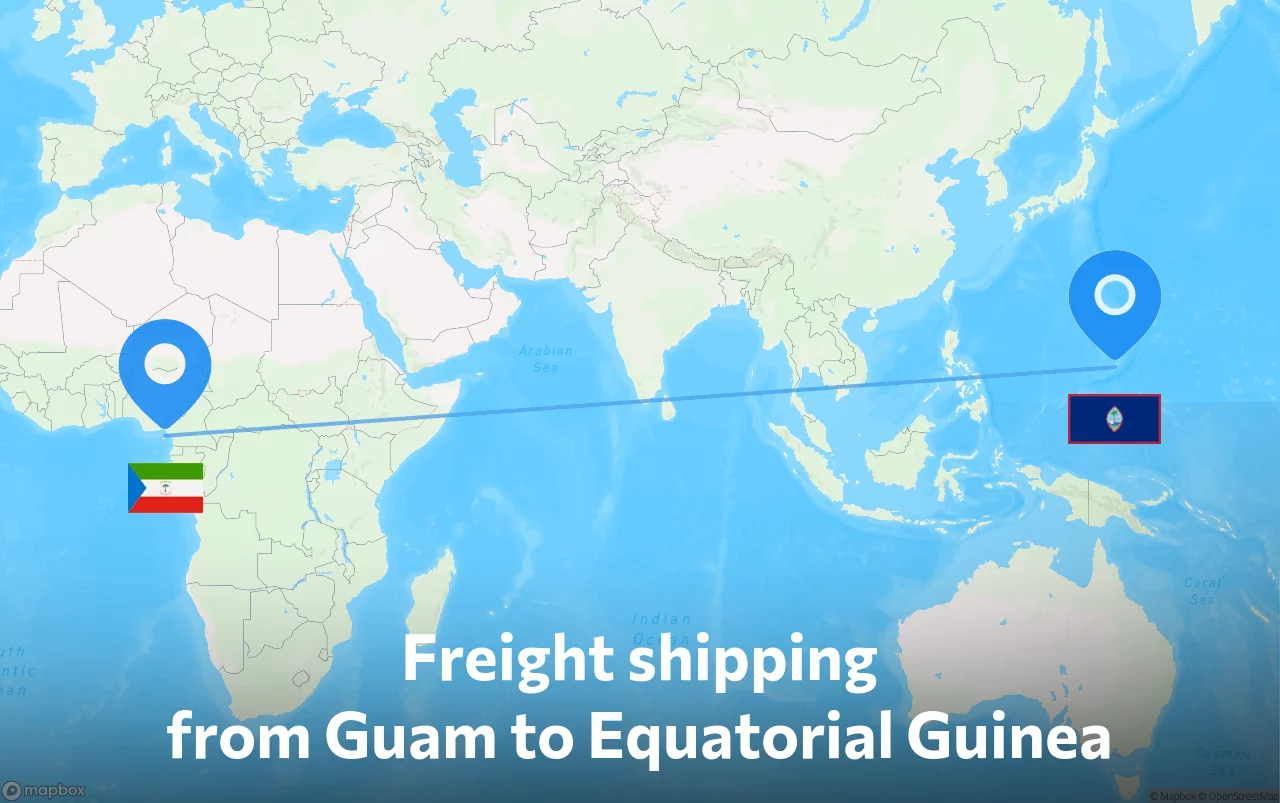 Shipping route from Guam to Equatorial Guinea