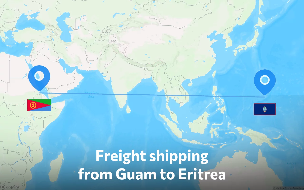 Shipping route from Guam to Eritrea