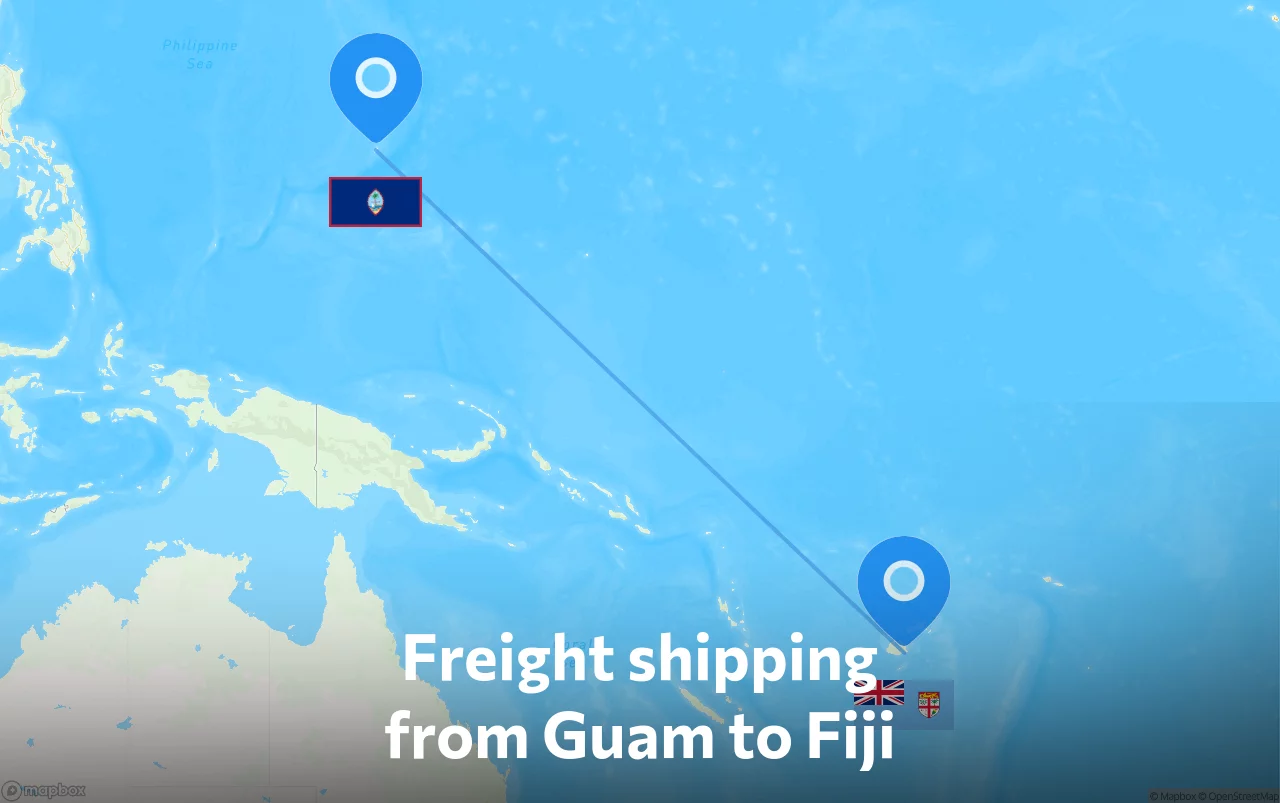 Shipping route from Guam to Fiji