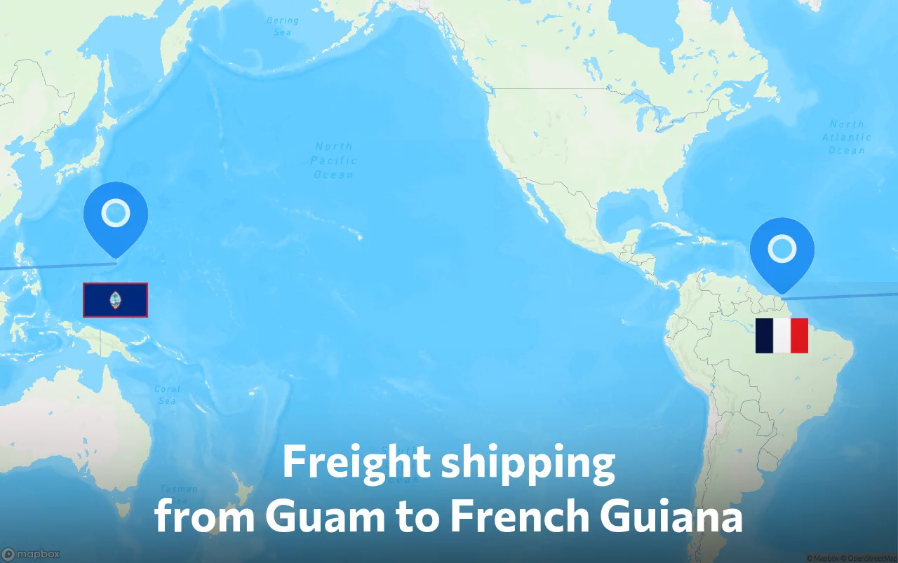 Shipping route from Guam to French Guiana
