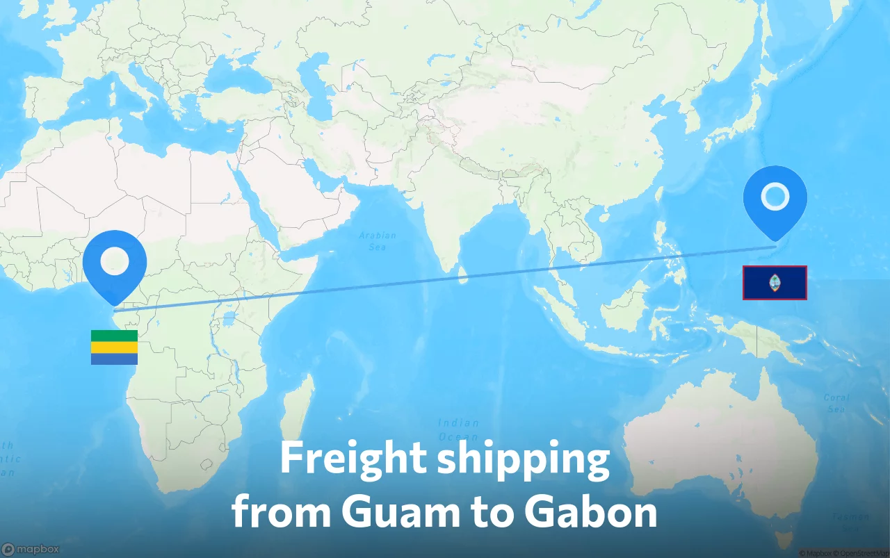 Shipping route from Guam to Gabon
