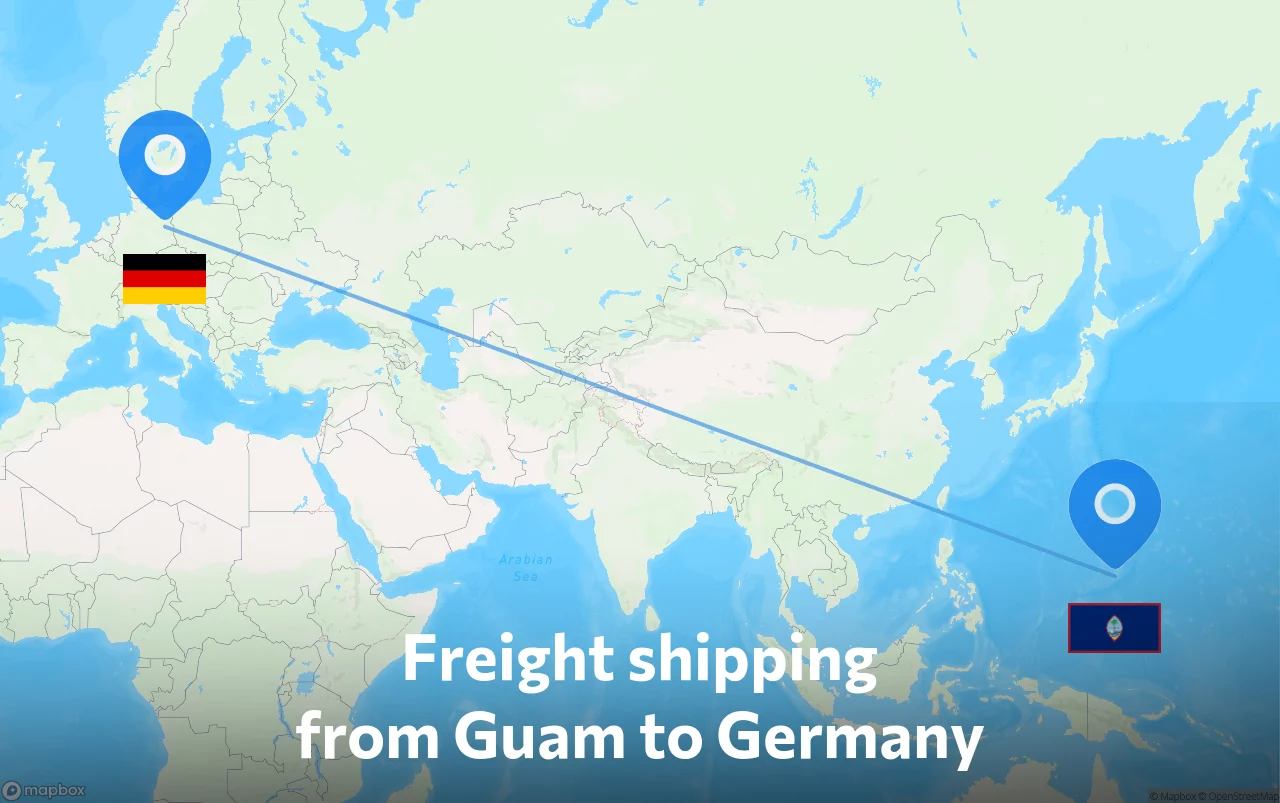 Shipping route from Guam to Germany