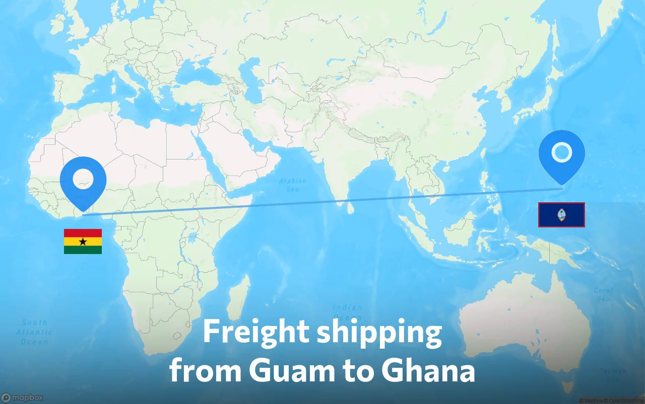 Shipping route from Guam to Ghana