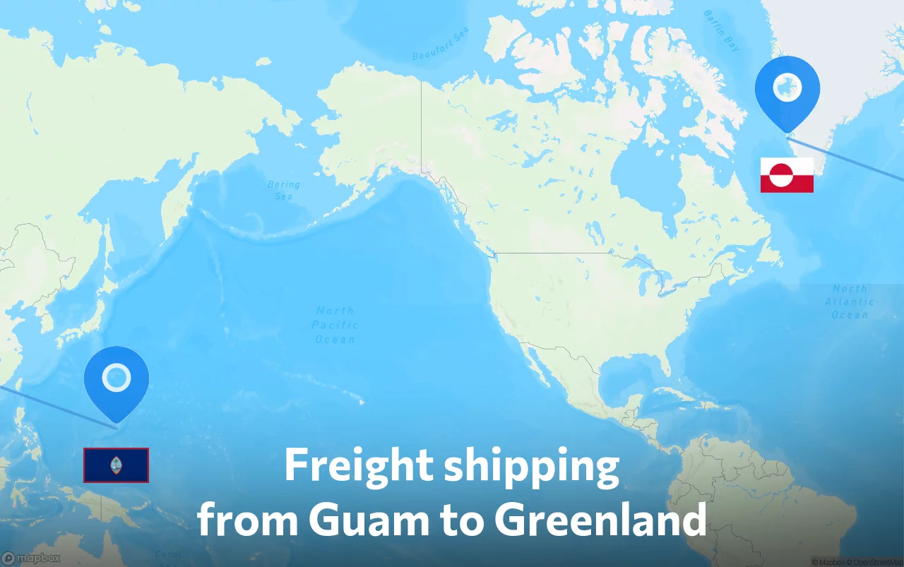 Shipping route from Guam to Greenland