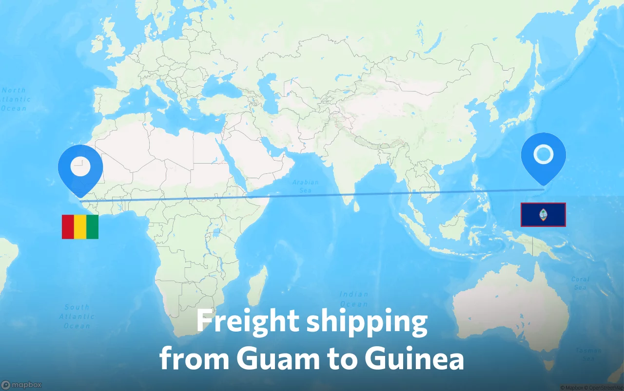 Shipping route from Guam to Guinea
