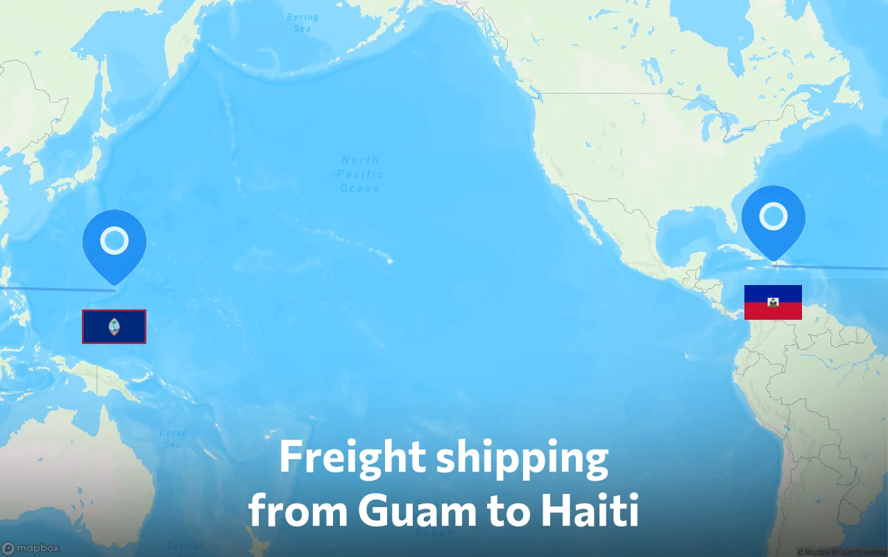 Shipping route from Guam to Haiti
