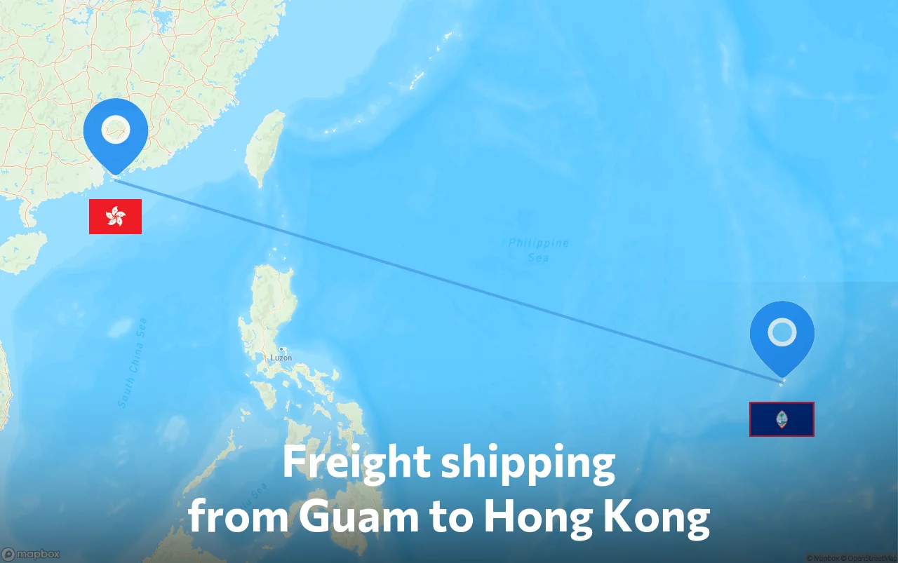 Shipping route from Guam to Hong Kong