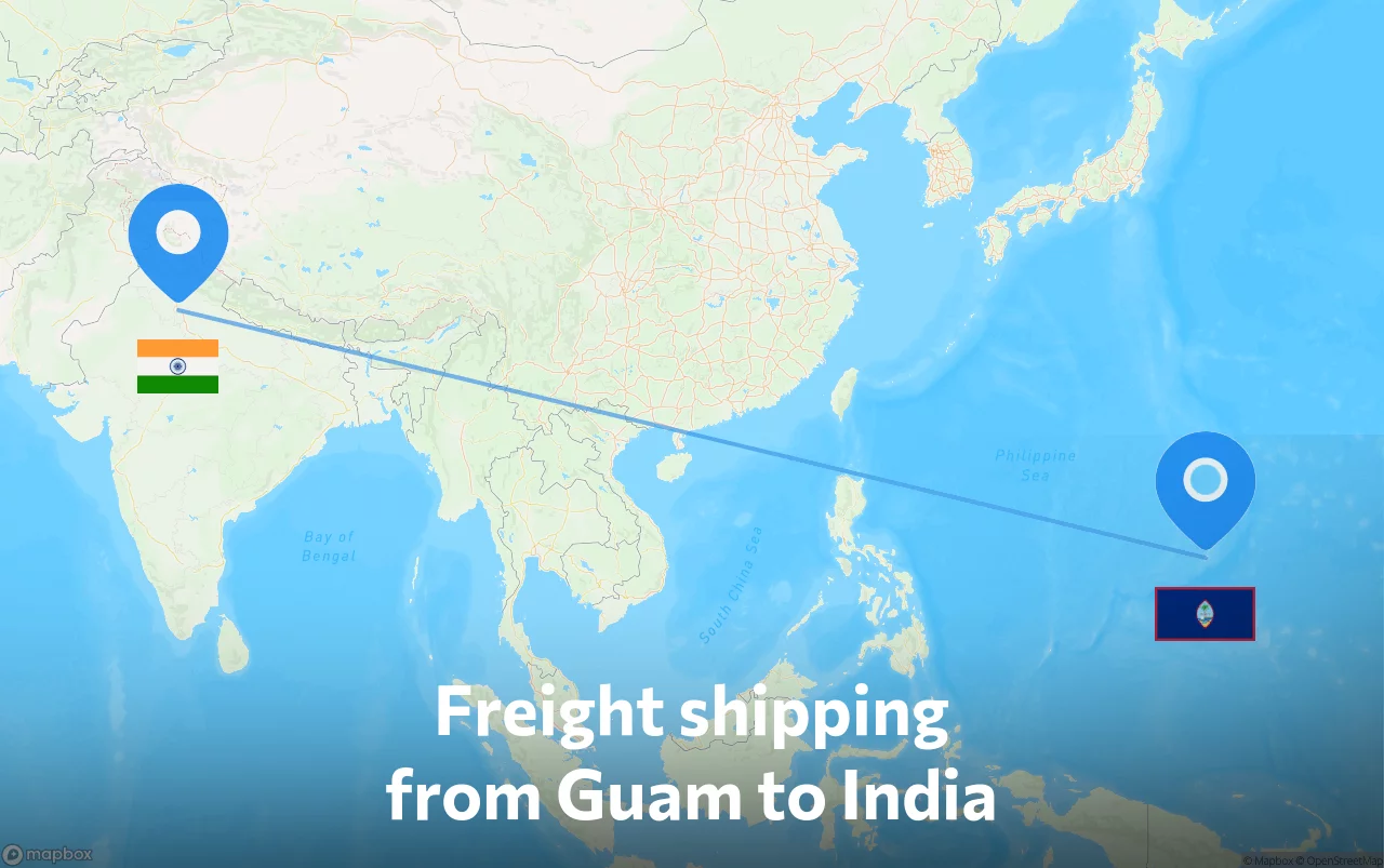 Shipping route from Guam to India