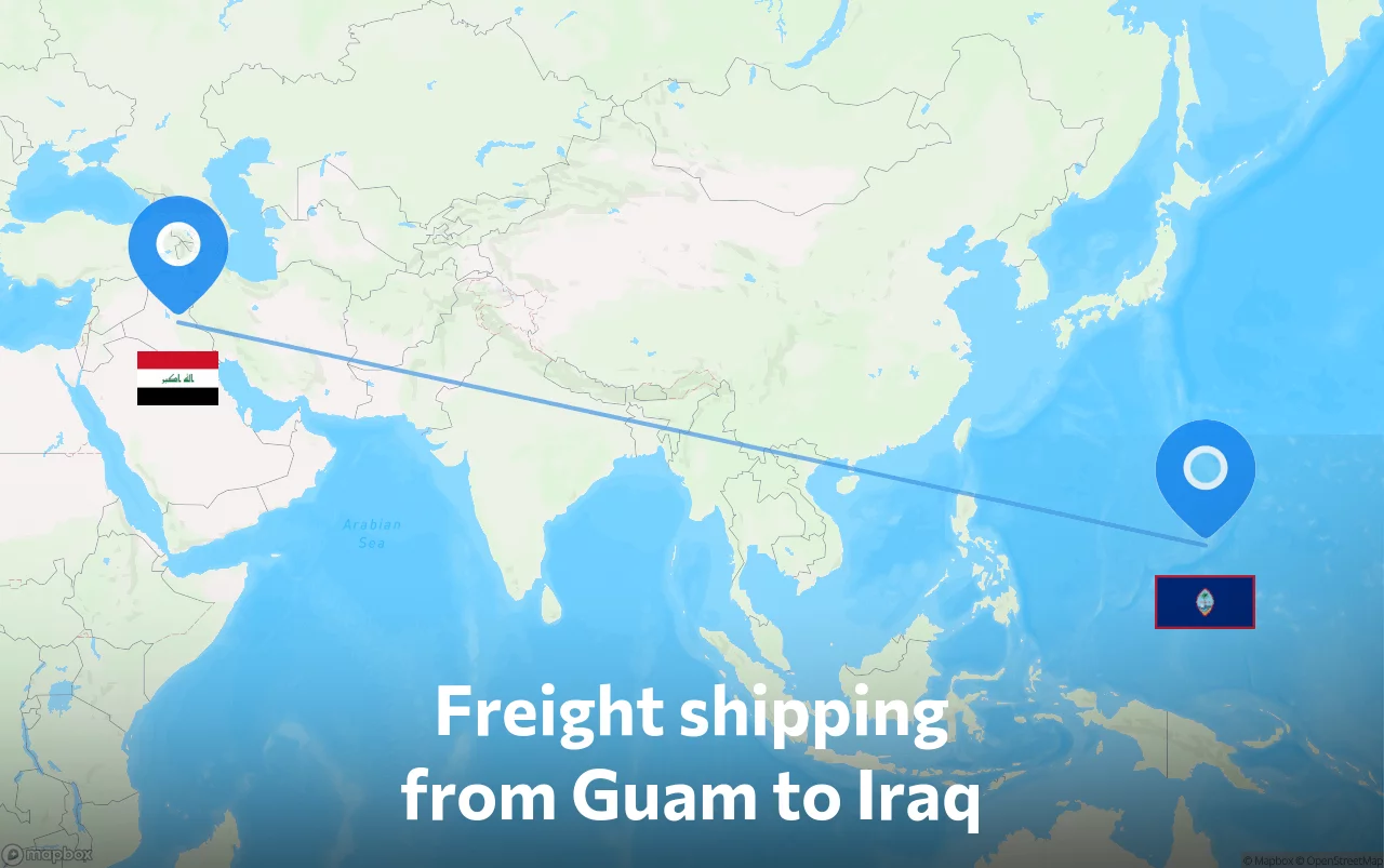 Shipping route from Guam to Iraq