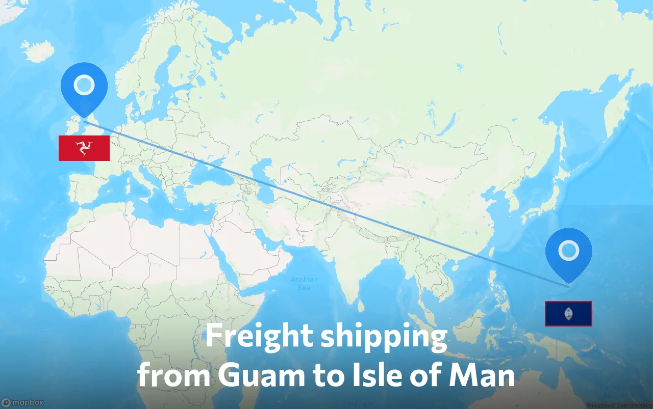 Shipping route from Guam to Isle of Man