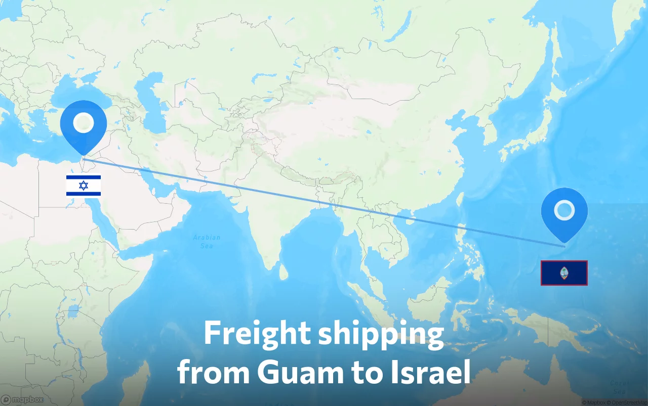 Shipping route from Guam to Israel