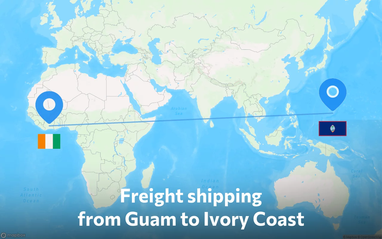 Shipping route from Guam to Ivory Coast