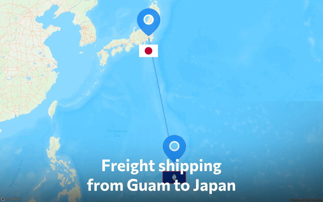 Shipping route from Guam to Japan